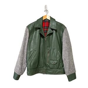 Harley Davidson Jacket Size 50 XL Leather Tweed Bomber Made in Italy